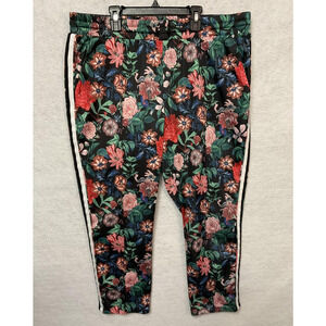 Project Runway Pants Womens XL Multicolor Floral Track Side Stripe Jogger Casual